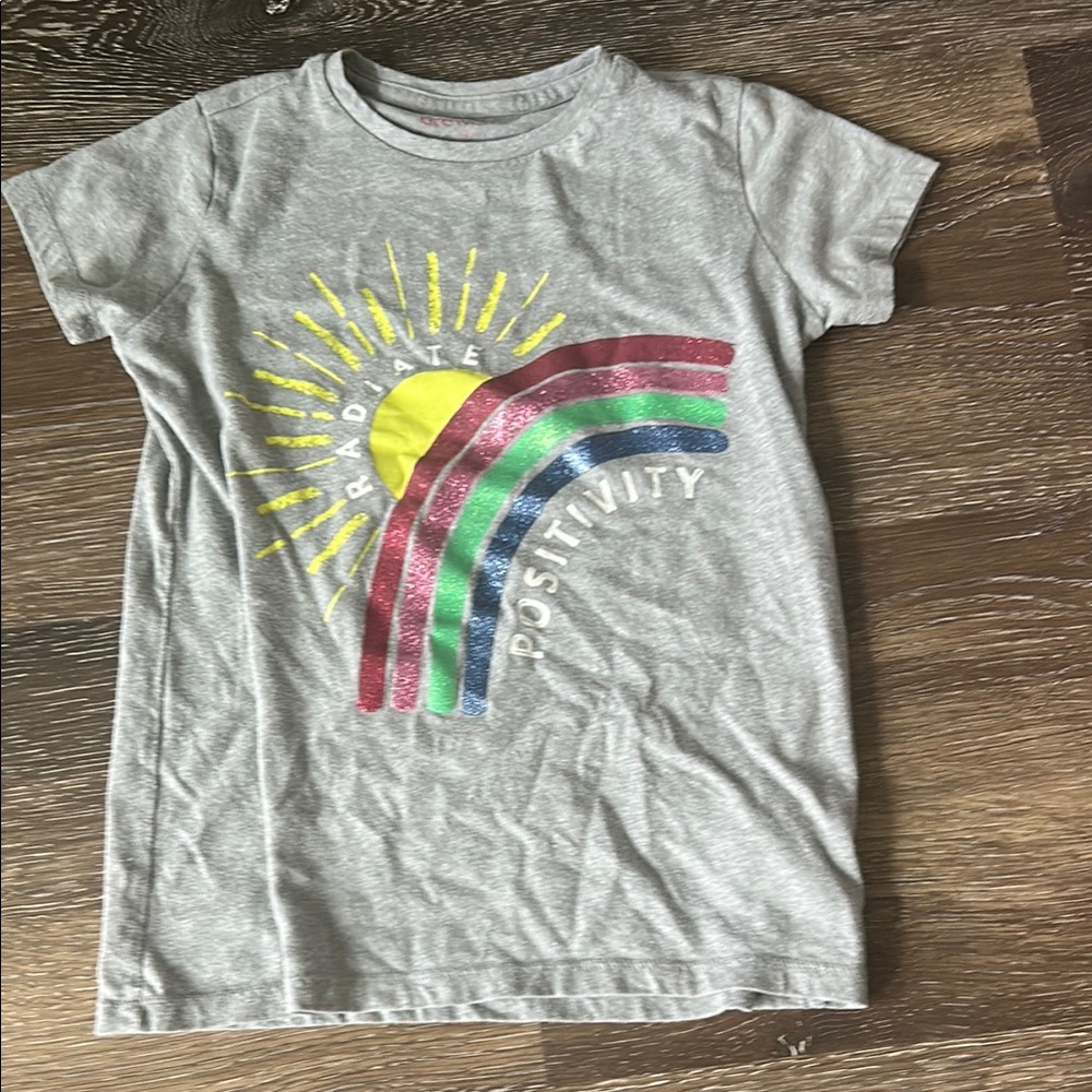 Gray Kids T-Shirt with Rainbow Design